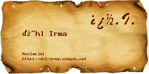 Öhl Irma névjegykártya